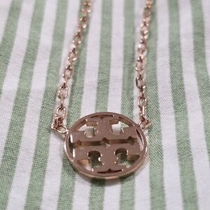 Tory Burch Rose Gold Logo Necklace